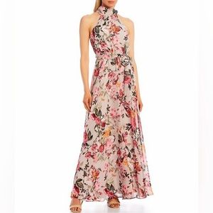 Eliza J Hi-neck wrap dress, floral print, size 16. Stunning wedding guest dress!